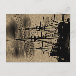 The Mayflower Ship Vintage Toned Postcard