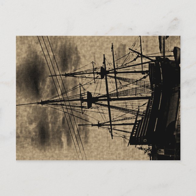 The Mayflower Ship Vintage Toned Postcard (Front)