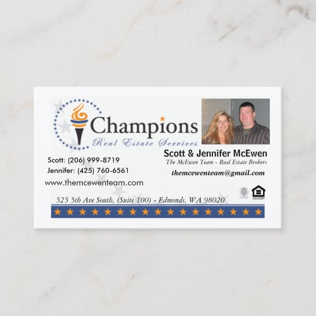 The McEwen Team card (Champions Real Estate) (Front)