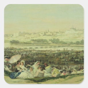 The Meadow at San Isidro, 1788 (oil on canvas) Square Sticker
