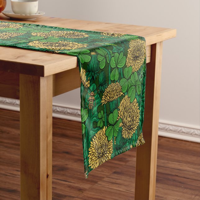 The meadow in green and yellow short table runner (In Situ)
