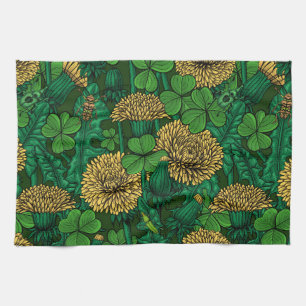 The meadow in green and yellow tea towel