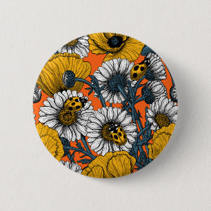 The meadow in yellow and blue 6 cm round badge