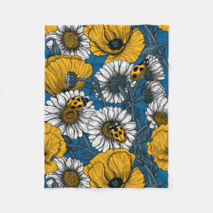 The meadow in yellow and blue fleece blanket