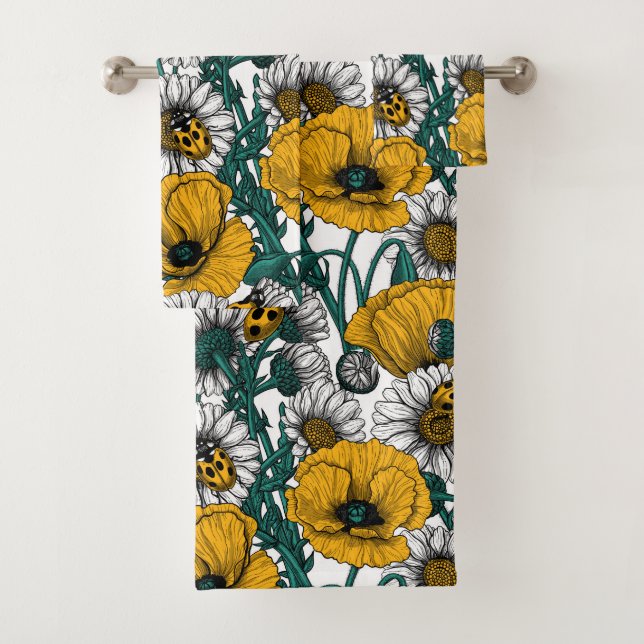The meadow in yellow bath towel set (Insitu)