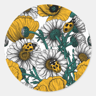 The meadow in yellow classic round sticker