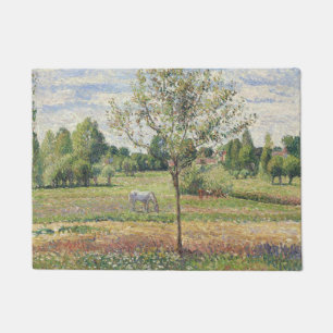 The Meadow with Grey Horse, Eragny, Oil Painting Doormat