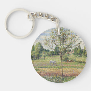 The Meadow with Grey Horse, Eragny, Oil Painting Key Ring