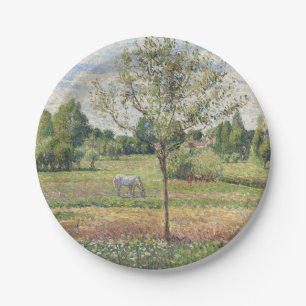 The Meadow with Grey Horse, Eragny, Oil Painting Paper Plate