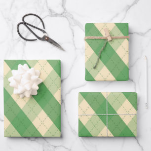 The MeanClique Green Argyle Wrapping Paper Sheet