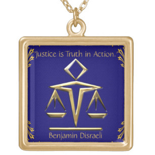 The Meaning of Justice - Gold+Blue (Personalised) Gold Plated Necklace