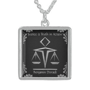 The Meaning of Justice - Silver+Black-Personalised Sterling Silver Necklace