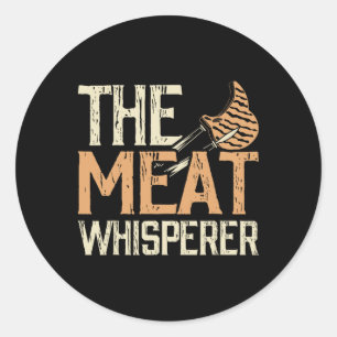 The Meat Whisperer Funny Vintage Grilling Bbq Smok Classic Round Sticker