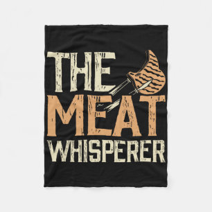 The Meat Whisperer Funny Vintage Grilling Bbq Smok Fleece Blanket