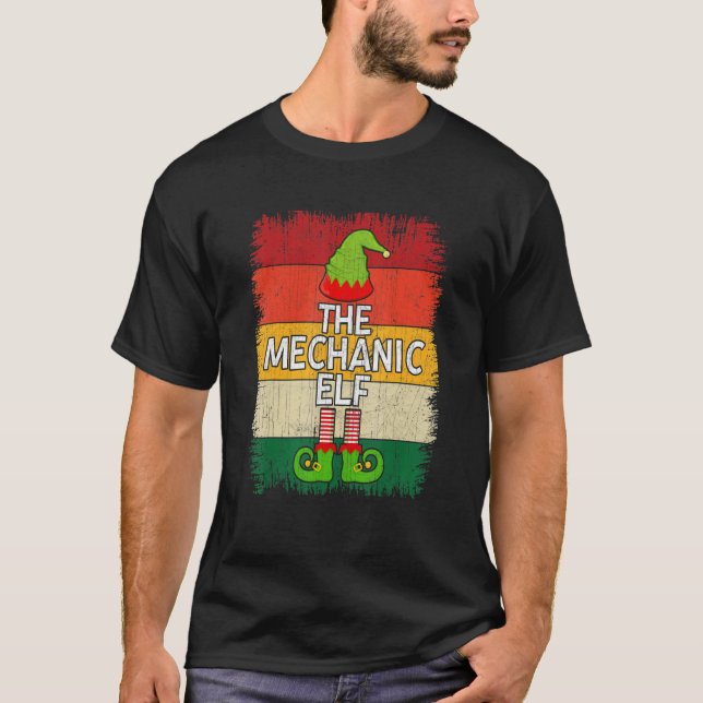 The Mechanic Elf Matching Group Christmas Party Pa T-Shirt (Front)