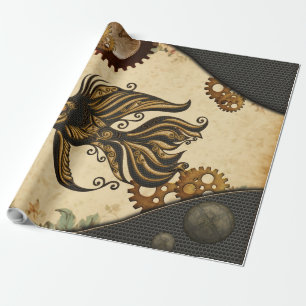 The mechanical wonder of the ocean steampunk fish. wrapping paper