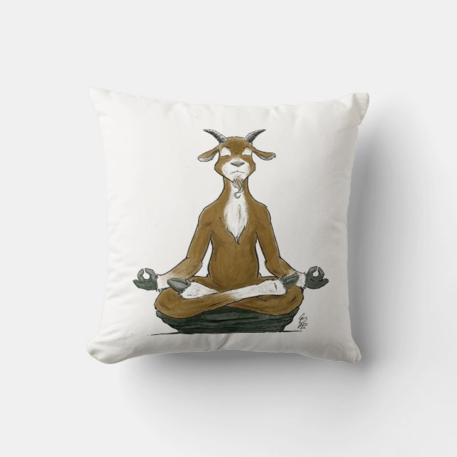 " The Meditating Goat " Throw Pillow (Front)