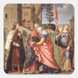 The Meeting at the Golden Gate with Saints, 1515 ( Square Sticker