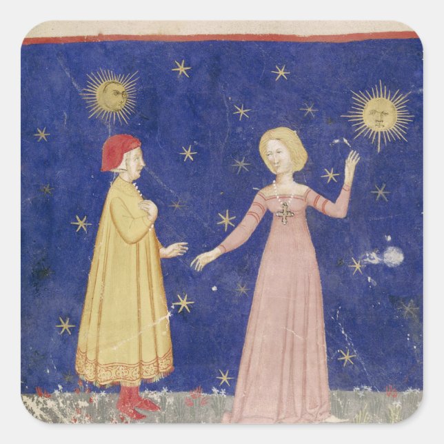 The Meeting of Dante  and Beatrice Square Sticker (Front)