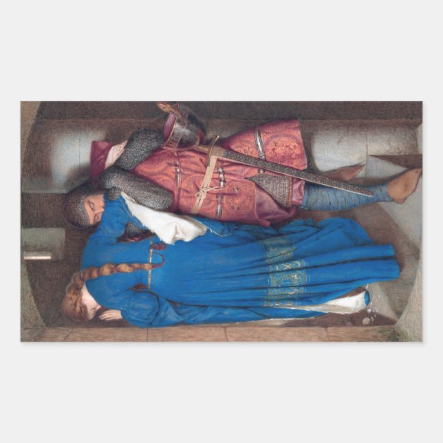 The Meeting on the Turret Stairs (by F.W. Burton) Rectangular Sticker (Front)