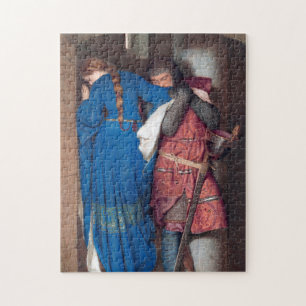 The Meeting On Turret Stairs by Frederic Burton Jigsaw Puzzle