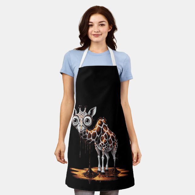 The Melting Giraffe Funny Surreal Art Design Apron (Worn)