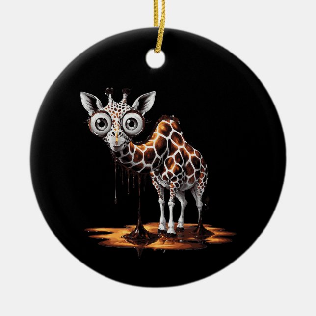 The Melting Giraffe Funny Surreal Art Design Ceramic Tree Decoration (Front)