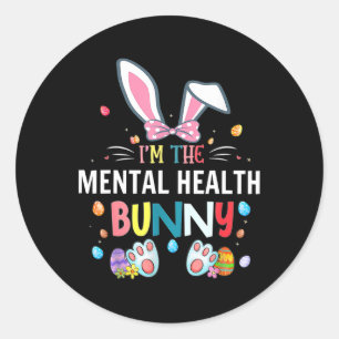 The Mental Health Bunny Easter Day Rabbit Family Classic Round Sticker