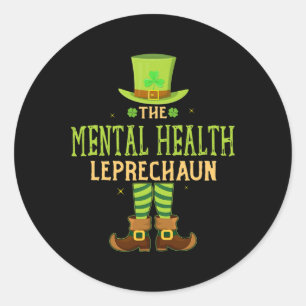The Mental Health Leprechaun Fun Matching St Patri Classic Round Sticker