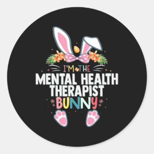 The Mental Health Therapist Bunny Easter Day Rabbi Classic Round Sticker