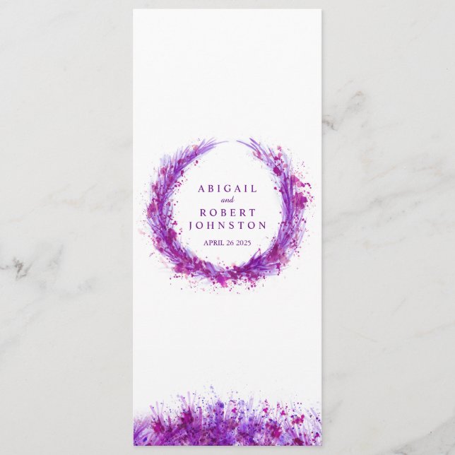 The menu purple splat art wreath watercolor (Front)