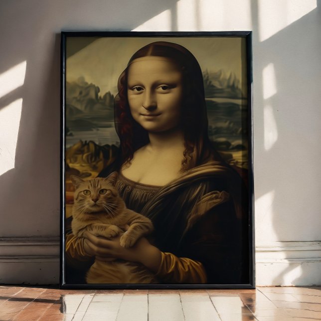 The Meow Lisa Poster (Ever wondered what’s the reason for that mysterious Mona Lisa smile? )