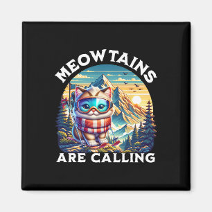 The Meowtains Are Calling Funny Cat Quirky Skiing Magnet