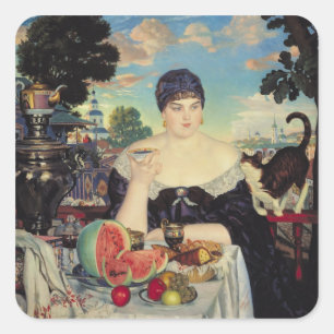 The Merchant's Wife at Tea, 1918 Square Sticker