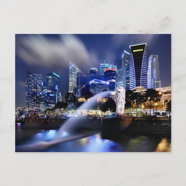 The Merlion and Singapore Skyline Postcard (Front)