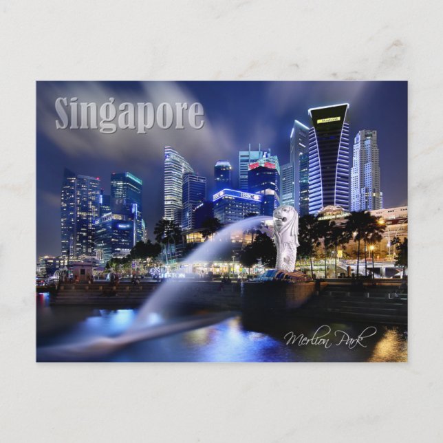 The Merlion and Singapore Skyline Postcard (Front)