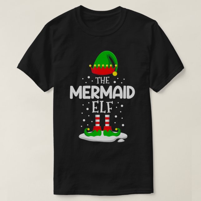 The Mermaid Elf Christmas Family Matching Costume  T-Shirt (Design Front)