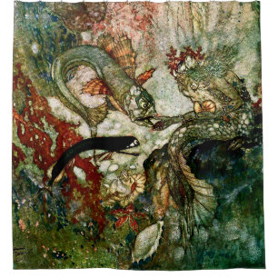 “The Mermaid King” by Edmund Dulac Shower Curtain
