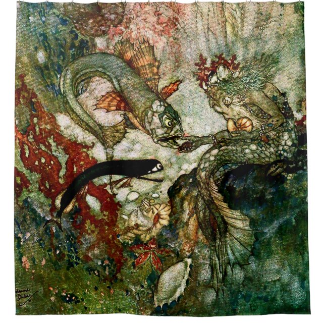 “The Mermaid King” by Edmund Dulac Shower Curtain (Front)