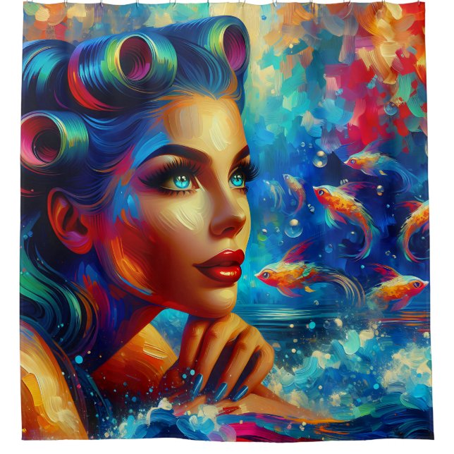 "The Mermaid’s Wish" Shower Curtain (Front)