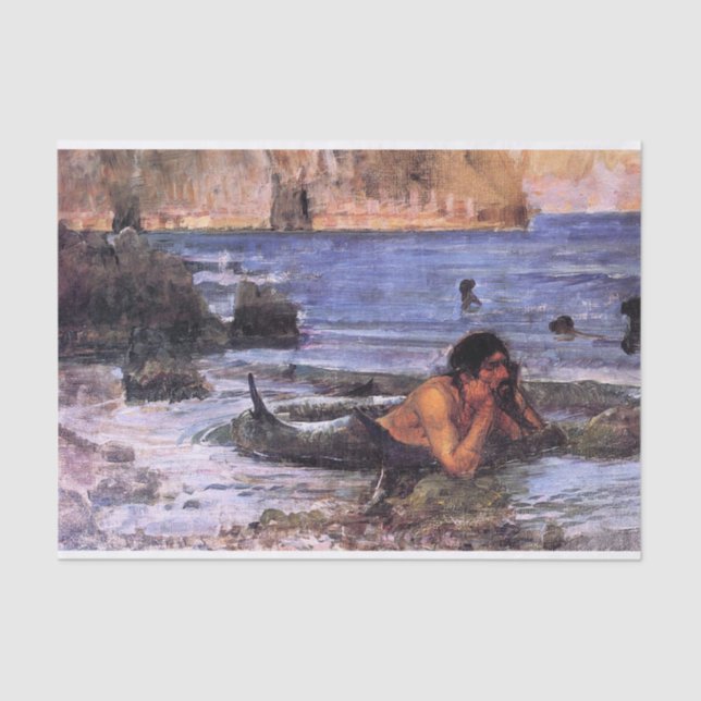 The Merman, by John William Waterhouse - c.1892 Tissue Paper (Front)