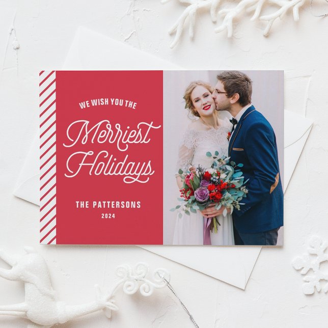 The Merriest Holidays Typography Photo Christmas Holiday Card (Creator Uploaded)