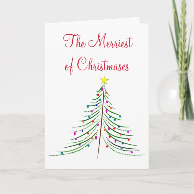 The Merriest of Christmases, With Tree Holiday Card (Front)