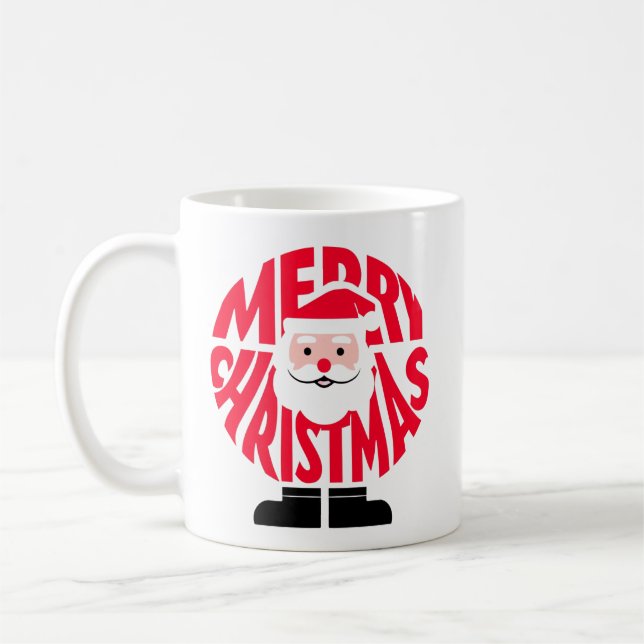 The "MERRY CHRISTMAS" Santa Word Art Mug (Left)