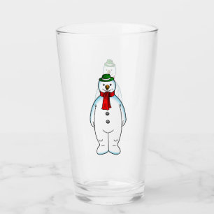 The Merry Snowman on a Christmas Glass Tumbler