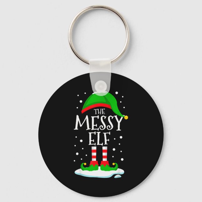 The Messy Elf Christmas Family Matching Xmas Group Key Ring (Front)