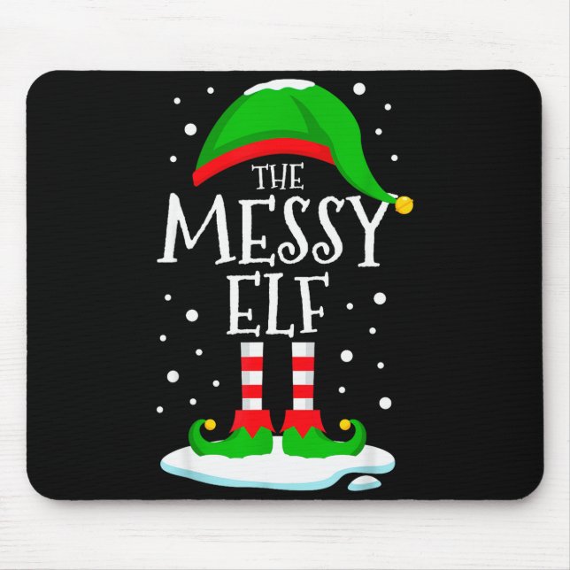 The Messy Elf Christmas Family Matching Xmas Group Mouse Mat (Front)