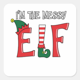 The Messy Elf Family Matching Christmas Pajamas Square Sticker