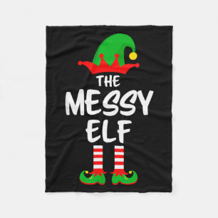 The Messy Elf Matching Family Christmas  Fleece Blanket