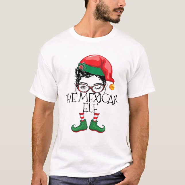 The Mexican Elf Matching Family Pajamas Christmas T-Shirt (Front)